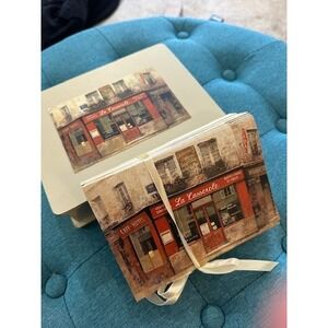 Tri-Coastal Design Chiu Tak Hak Paris Cafe Note Card Set 16ct Wooden Box Vintage